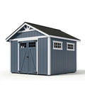 Abri de jardin 180 x 120 x 200 cm en bois bleu et blanc - portes doubles style chalet