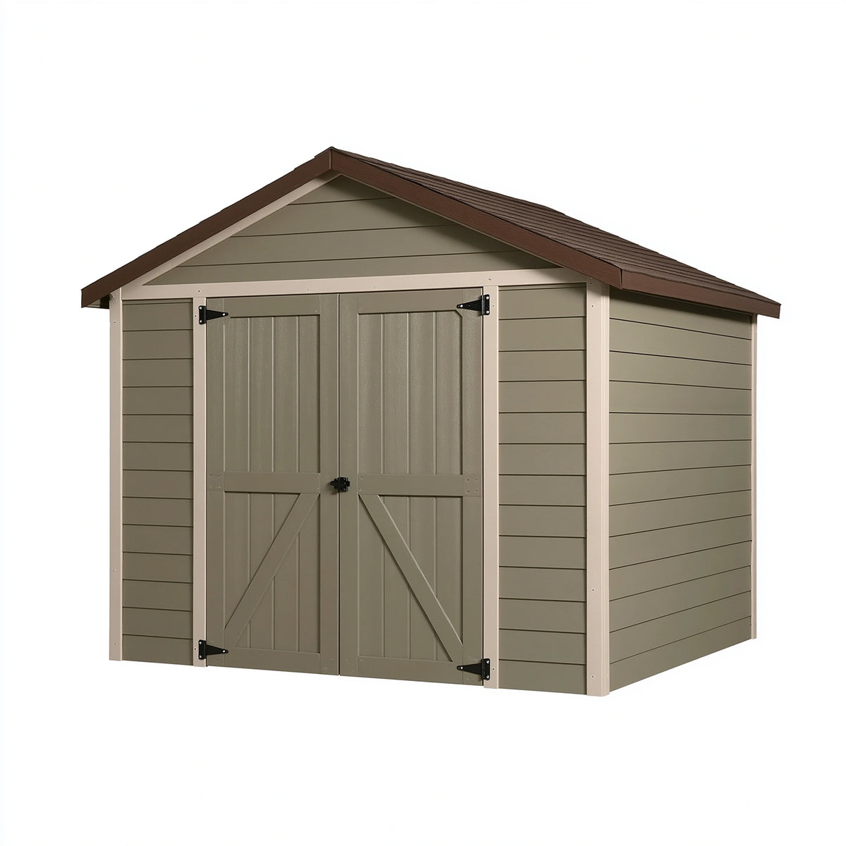Abri de jardin 213 x 130 x 220 cm en résine vert kaki à double porte