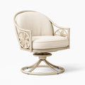 Fauteuil pivotant 70 x 75 x 98 cm tissu beige structure métallique style floral