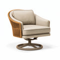 Fauteuil pivotant 76 x 78 x 84 cm en tissu beige et corde tressée style contemporain