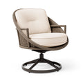Fauteuil pivotant 82 x 85 x 100 cm en fibre tressée taupe avec assise écrue - style naturel