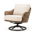 Fauteuil de jardin pivotant 85 x 85 x 100 cm en fibres tressées beige marron style contemporain