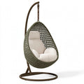 Fauteuil suspendu 105 x 105 x 195 cm en résine tressée vert olive pour extérieur avec support