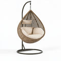 Fauteuil suspendu 110 x 100 x 195 cm en rotin tressé beige avec support en métal style bohème