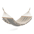 Hamac 200 x 100 cm en coton beige et gris avec barres en bois style bohème