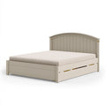 Lit 140x190 cm en bois beige avec tiroir de rangement style classique