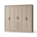 Armoire 240 x 60 x 220 cm en bois beige à 6 portes et 3 tiroirs style classique